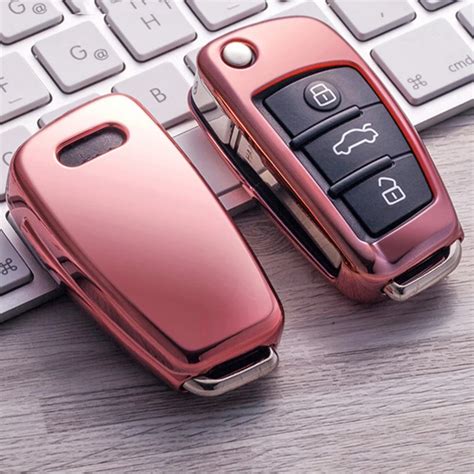 10pcs New Gift Tpu Bright Plating Soft Silicone Car Key Case For Audi