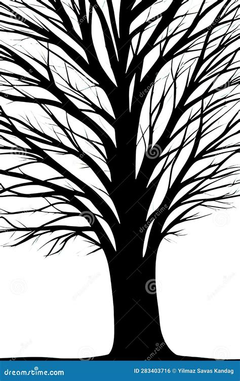 Black and White Silhouette of Tree Stock Vector - Illustration of ...