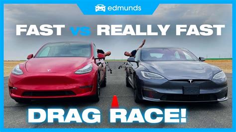 Drag Race Tesla Model Y Performance Vs Model S Plaid Battle Of The Fastest Teslas Youtube