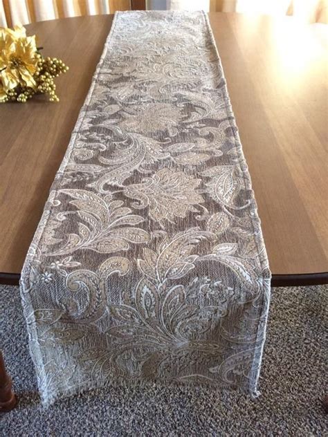 Cream Taupe Table Runner Elegant Table Runner Neutral Etsy Dining