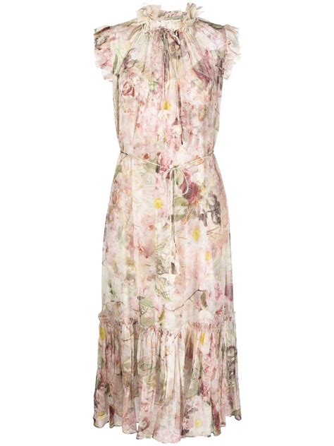 Zimmermann Dancer Floral Print Silk Midi Dress Farfetch