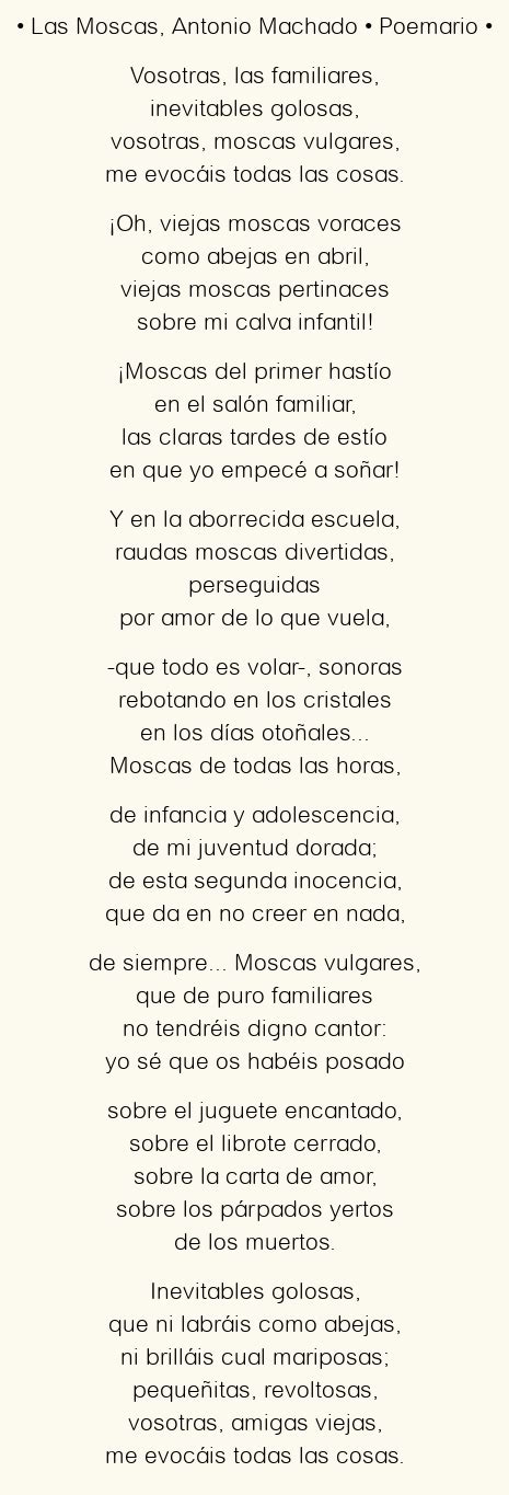 Las Moscas Antonio Machado Poema Original