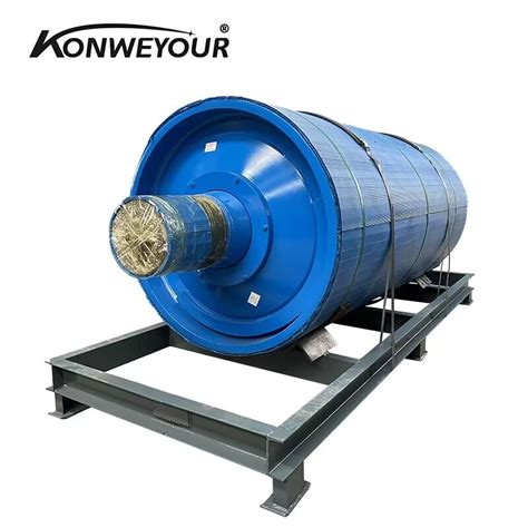 Belt Conveyor Ceramic Rubber Coated Grooved Lagging Crowned Drum Pulley