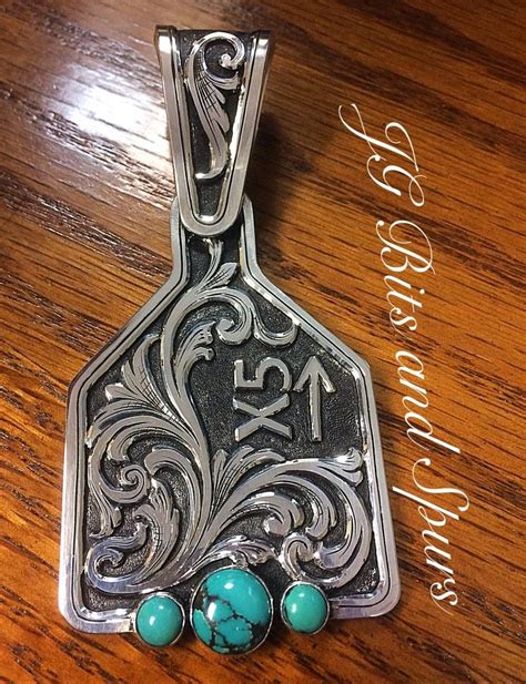 Cow Tag Pendant Sterling Silver Turquoise Cattle Brand Custom