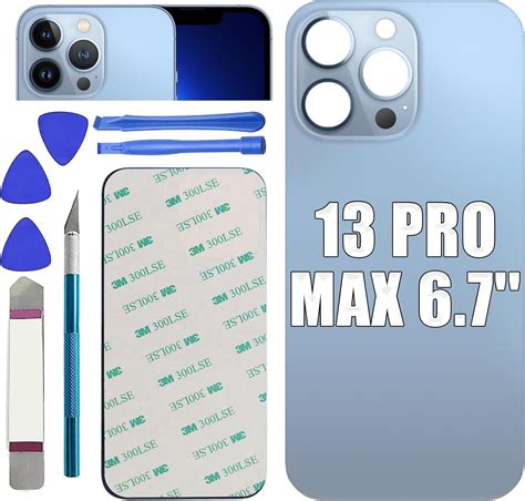 Sierra Blue 13 Pro Max Rear Back Glass Cover Replacement For IPhone 13