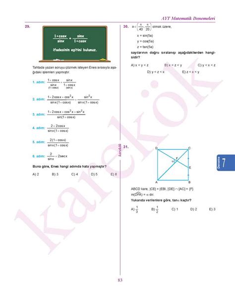 AYT MATEMATİK DENEMELERİ 2023 AYT İÇİN ÖZEL HAZIRLANMIŞTIR Karekök