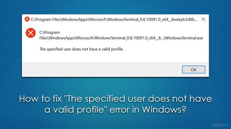 How To Fix The Specified User Does Not Have A Valid Profile Error In