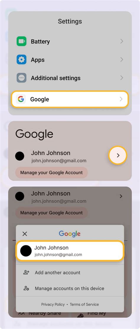 how to change the default google account 1