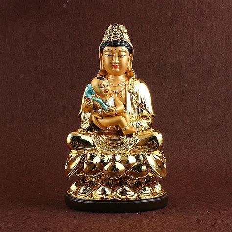 Statue De Bouddha Guanyin Pour B B 30cm Plaqu Or D Coration De Maison