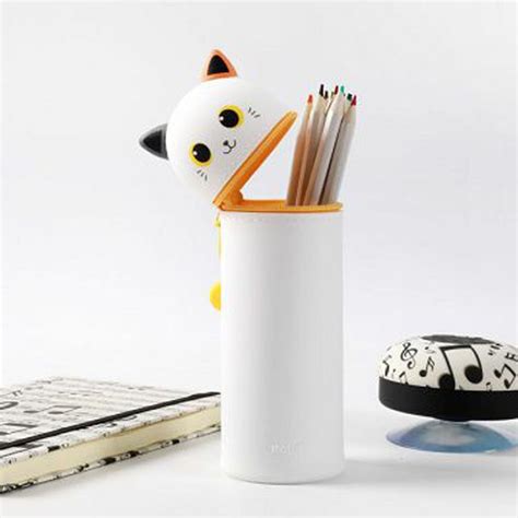 Trousse Stylos Chat Blanc