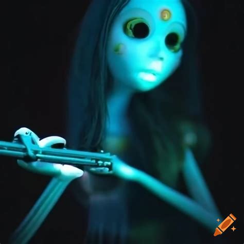 Mesmerizing Claymation Of A Ghost Girl Playing A Glowing Flute On Craiyon