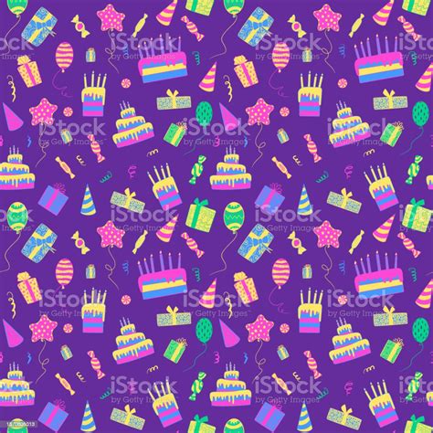 Happy Birthday Seamless Pattern Stock Illustration Download Image Now Art Backgrounds