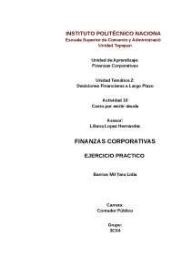 PRACTICA FINANZAS COORPORATIVAS Docsity