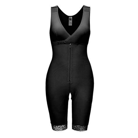 Sexy Black V Neck Bodysuit Zipper Shapewear Elastic Breasted Slimming