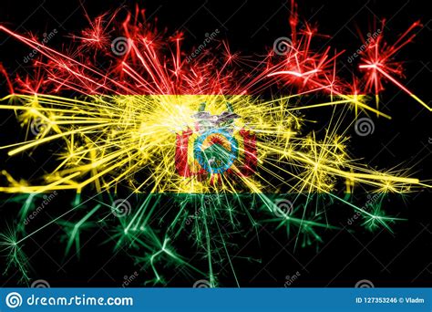 Bolivia Fireworks Sparkling Flag New Year And Christmas Party