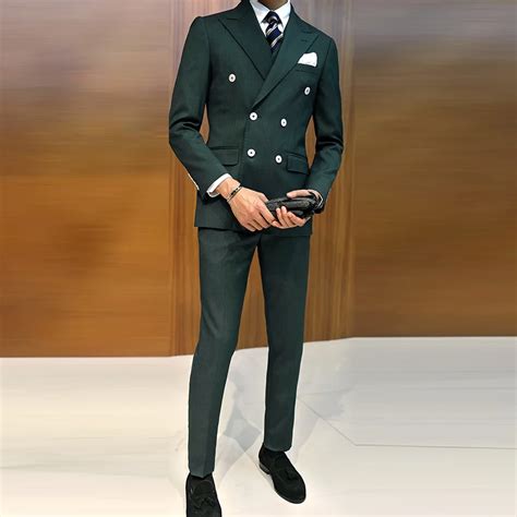 Dark Green Business Suit Groom Tuxedos Slim Fit For Men Wedding Suit 3