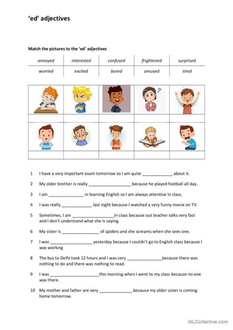 58 Adjectives With Ed Or Ing English ESL Worksheets Pdf