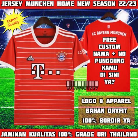 Jual Jersey Bola Munchen Home Baju Olahraga Pria Dewasa Grade