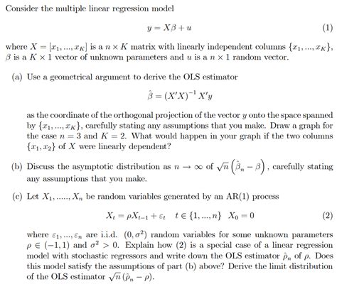 Consider The Multiple Linear Regression Model Y Chegg