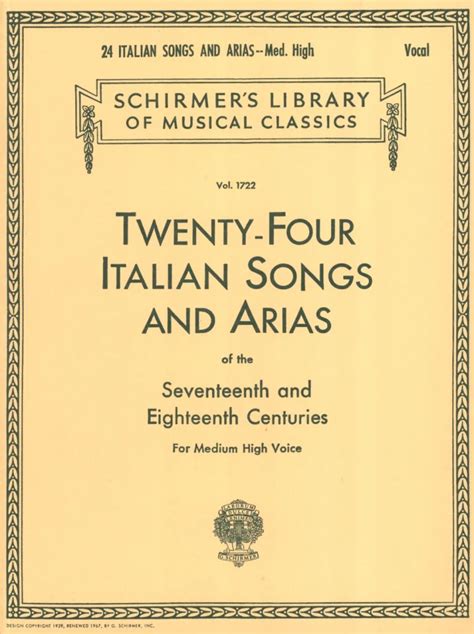 24 Italian Songs And Arias For Medium High Voice Comprar En Stretta