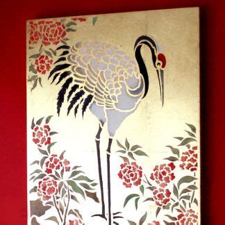 Large Standing Cranes Stencil Henny Donovan Motif