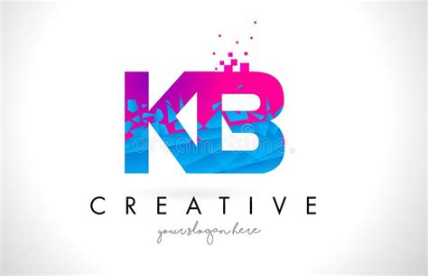 Kb K B Letter Logo With Shattered Broken Blue Pink Texture Design