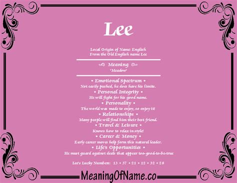 Lee - Meaning of Name