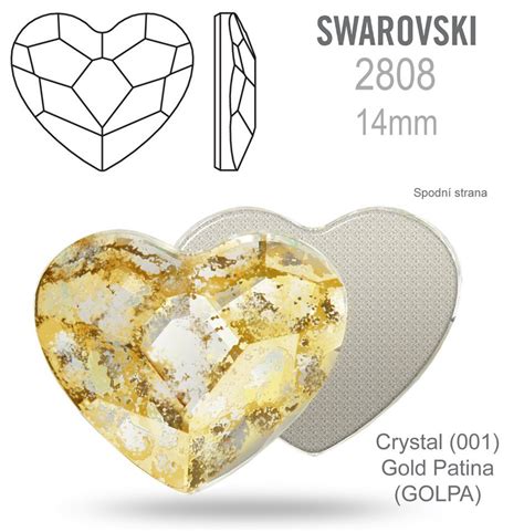 Swarovski 2808 Heart Flat Back Foiled Velikost 14mm Barva Crystal 001