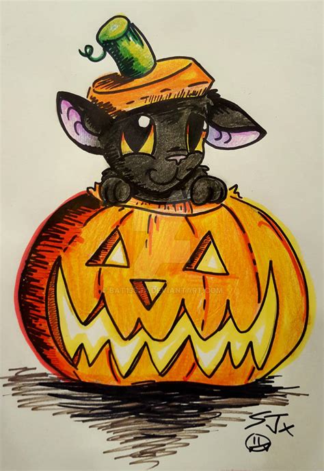 Ready For Halloween Challenge 6 Kitty In Pumpkin By Bat13sjx On Deviantart