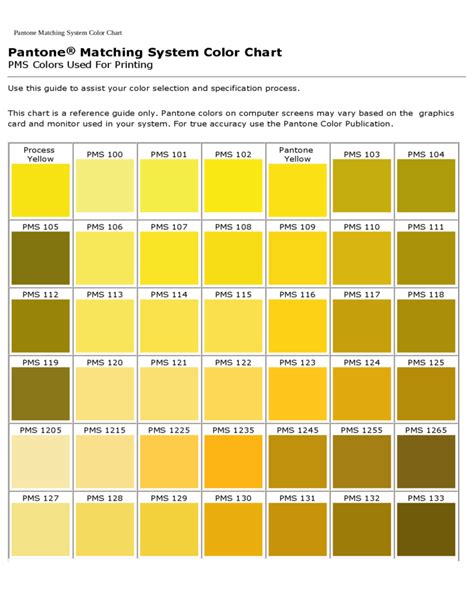 Pantone Matching System Color Chart Free Download