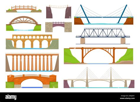 Urban And Rural Bridges Crossover Architecture Joining River Banks Or