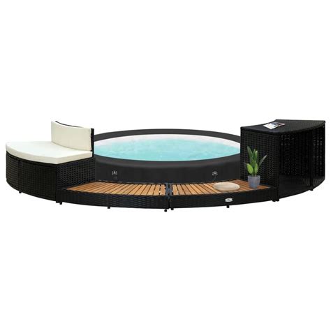 Obudowa Jacuzzi Czarna Polirattan I Drewno Akac 12419692623