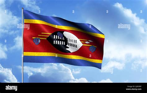 Flag Waving In Cloudy Sky Motion Beautiful 3d Animation Of Moving