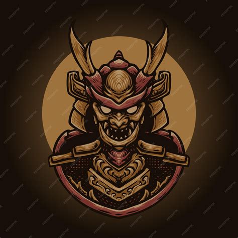 Premium Vector | Golden oni samurai illustration design