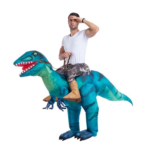 Inflatable Ride-On Blue Raptor Dinosaur Costume | Spooktacular Creations