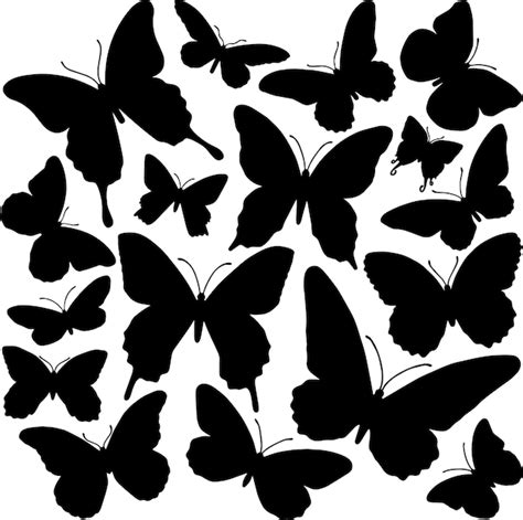 Ilustración vectorial dibujada a mano de silueta de mariposa negra arte