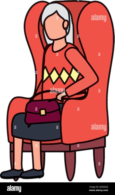 Cute Grandmother Seated In Sofa Character Stock Vector Image And Art Alamy