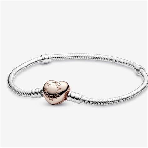 Pandora Heart Clasp Snake Chain Bracelet Etsy