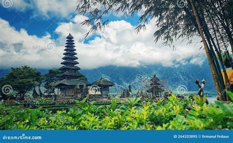 The beauty Bedugul Temple stock image. Image of landmark - 264333895