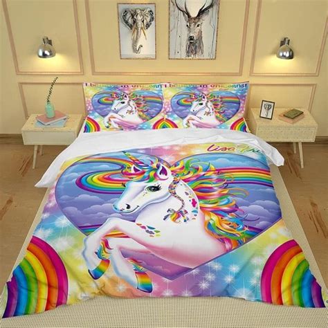 Housse Couette Imprim E D Licorne Multicolore Synth Tique