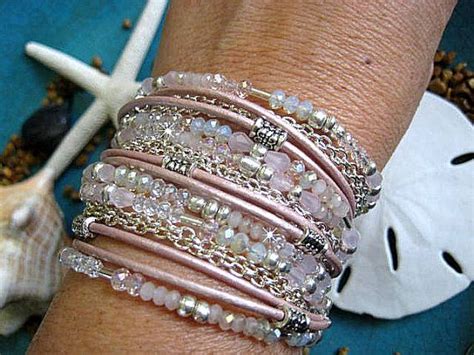 Boho Chic Endless Leather Crystals And Chain 3x Wrap Beaded Bracelet