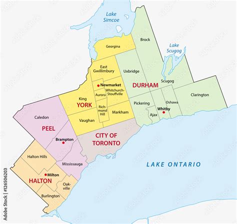 Greater Toronto Area Map Stock Vector Adobe Stock