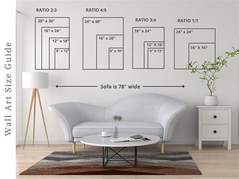 Wall Art Size Guide Wall Size Comparison Chart Print Size Etsy