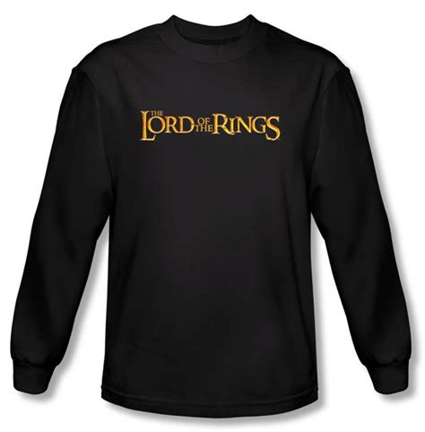 The Lord Of The Rings Long Sleeve T Shirt Lotr Logo Black Tee Shirt
