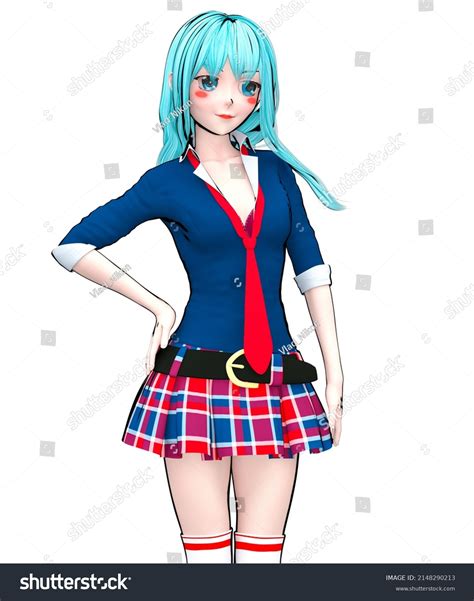 3d Sexy Anime Doll Japanese Schoolgirl стоковая иллюстрация