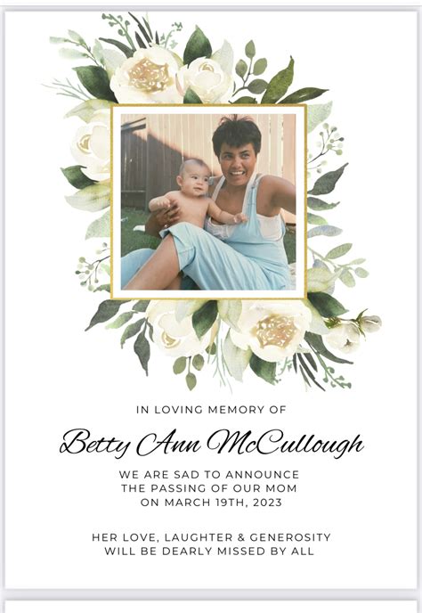 Betty Ann Mccullough Value Cremations