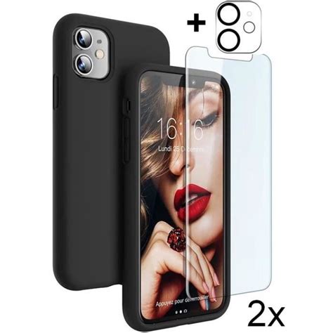 Coque Massilia Tech Iphone Silicone Noir Vitres Tremp Es