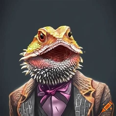 Bearded Dragon Wearing A Villain Suit On Craiyon