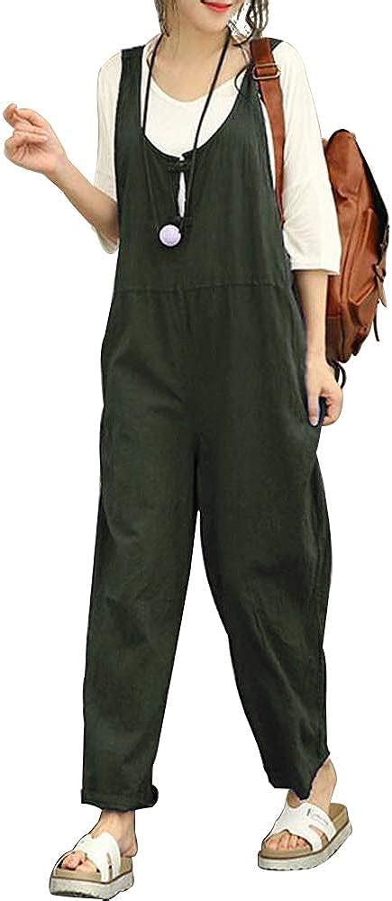 Damen Frauen Retro Latzhose Lässig Insgesamt Baggy Jumpsuits Morbuy