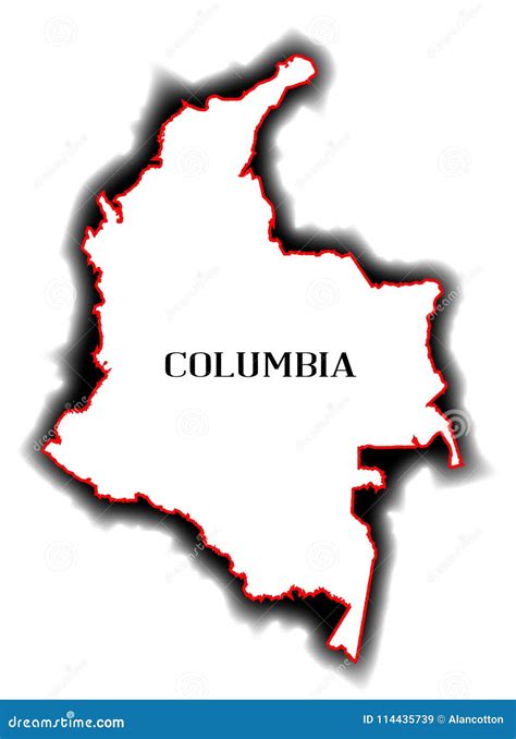 Columbia Isolated Outline Map Stock Vector - Illustration of latino, american: 114435739